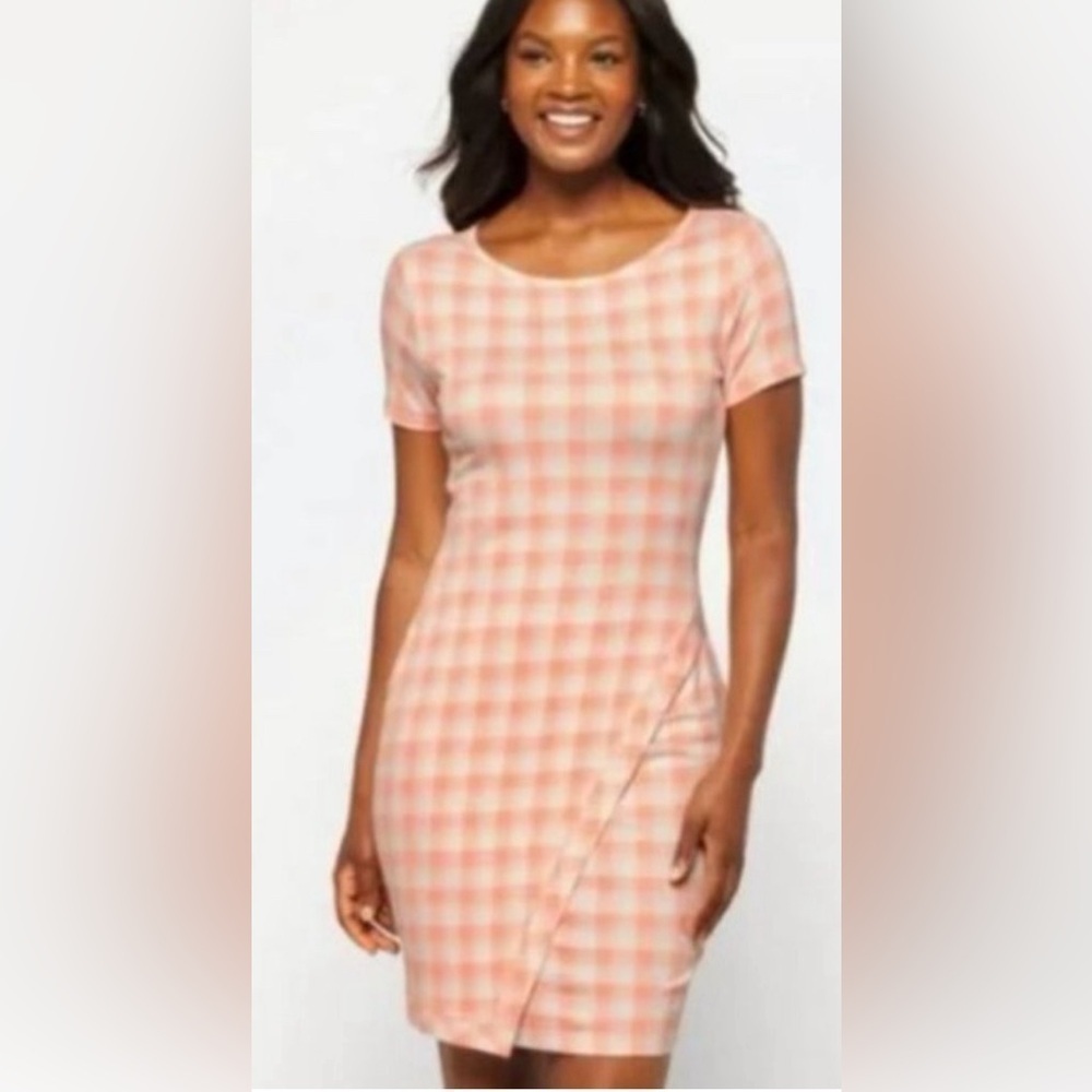 NWT 41 Hawthorn orange and white checked short sleeve dress in women’s size S